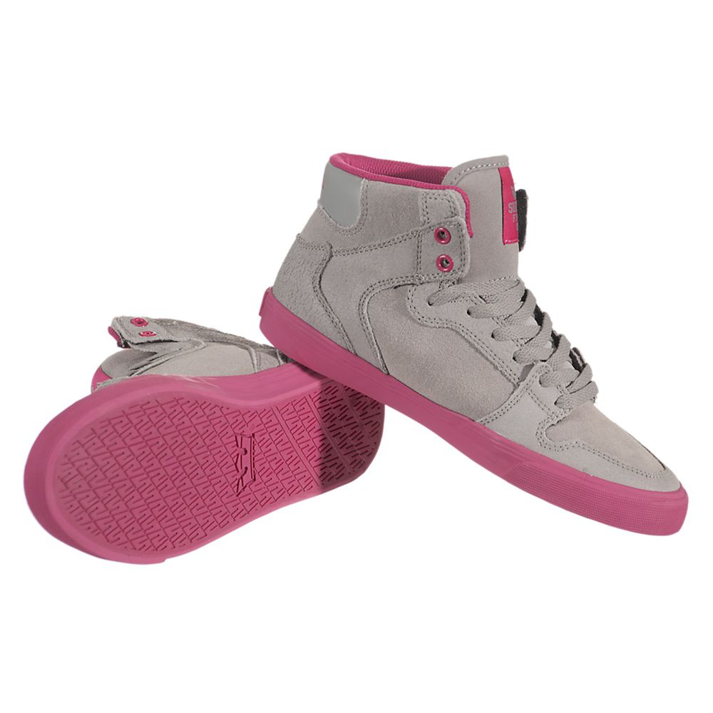 Baskets Montantes Supra Vaider Grise Rose Grey/Magenta Femme | QVN-86188839